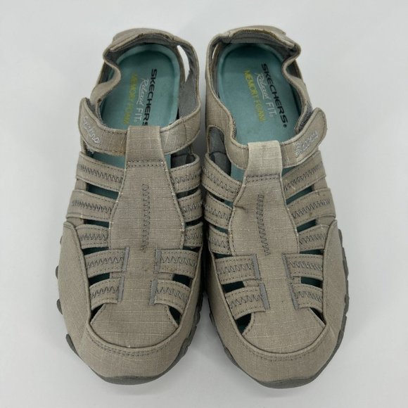 Women’s Skechers‎ Garibaldi Relaxed Fit Bikers Memory Foam Sandals 8 Gray 49024 - Picture 1 of 9